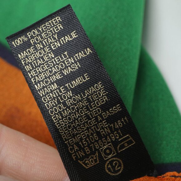 Vintage Square Colour Block Scarf Sheer Italy Tie Rack Retro Red Green Yellow - Picture 7 of 7